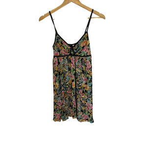 Women's Divided Floral Mini Dress Black Multicolor 10